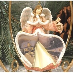 Thomas Kinkade Winter Angels of Light 2005‎ Orange Ornament Collection Christmas